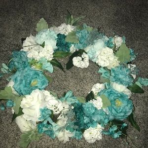 Turquoise & White Flower Wreath